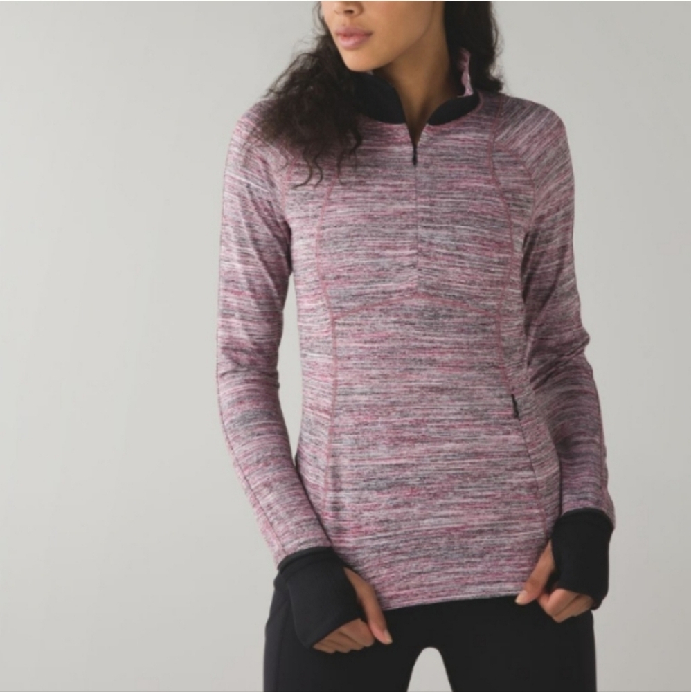 Lululemon Runderful Pullover Space Dye 1/2 Zip Camo Berry Rumble Multi Size 4